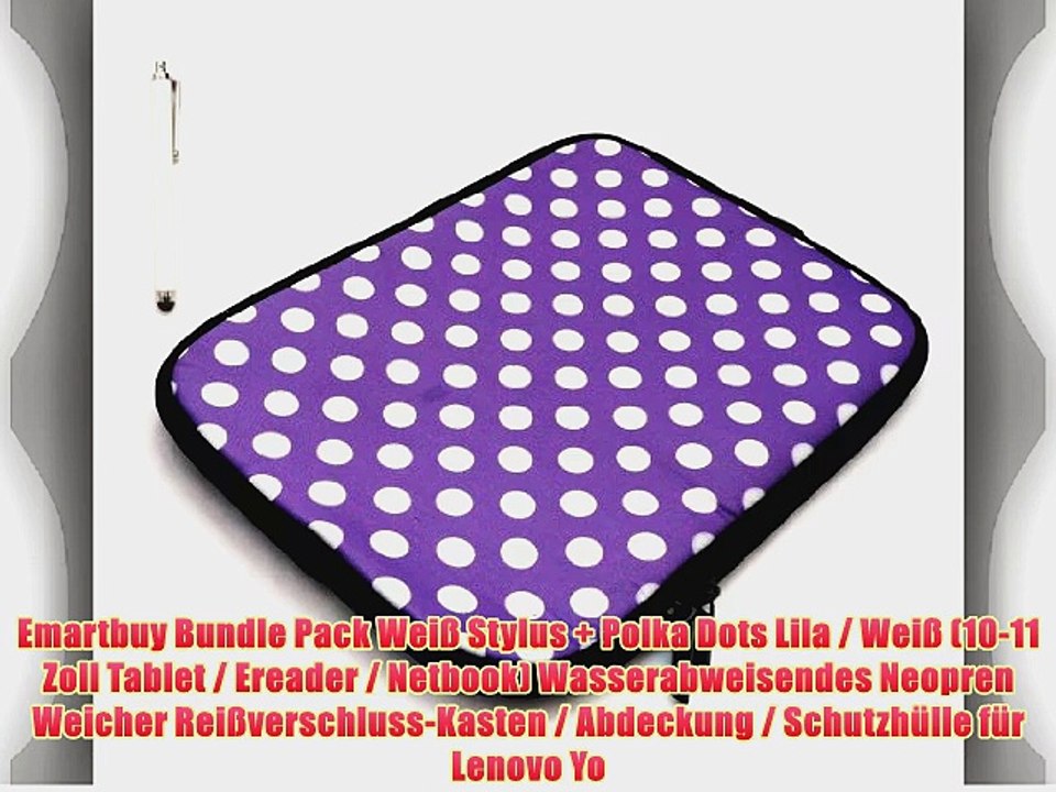 Emartbuy Bundle Pack Wei? Stylus   Polka Dots Lila / Wei? (10-11 Zoll Tablet / Ereader / Netbook)