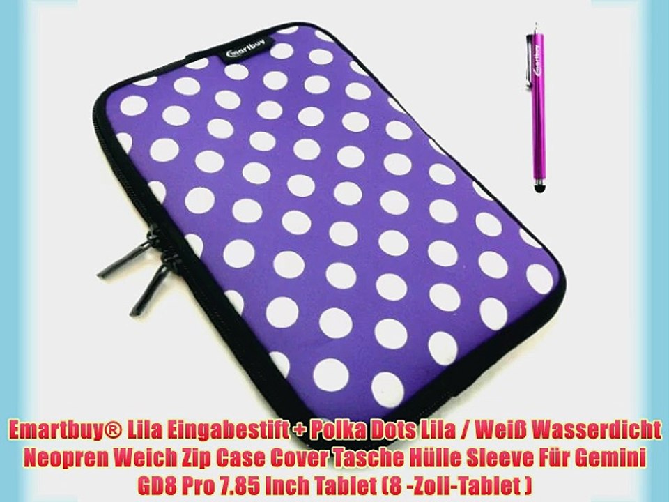 Emartbuy? Lila Eingabestift   Polka Dots Lila / Wei? Wasserdicht Neopren Weich Zip Case Cover