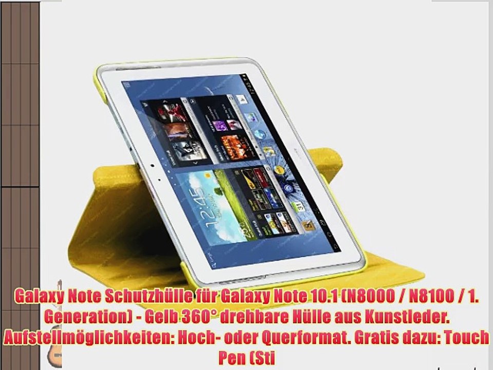 Galaxy Note Schutzh?lle f?r Galaxy Note 10.1 (N8000 / N8100 / 1. Generation) - Gelb 360? drehbare