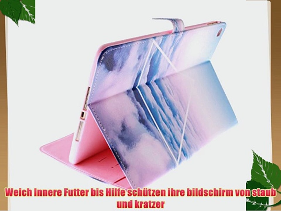 iPad Air 2 H?lle ISAKEN Zeichnung Drucken Bunte Muster PU Leder Flip Magnetverschluss Wallet