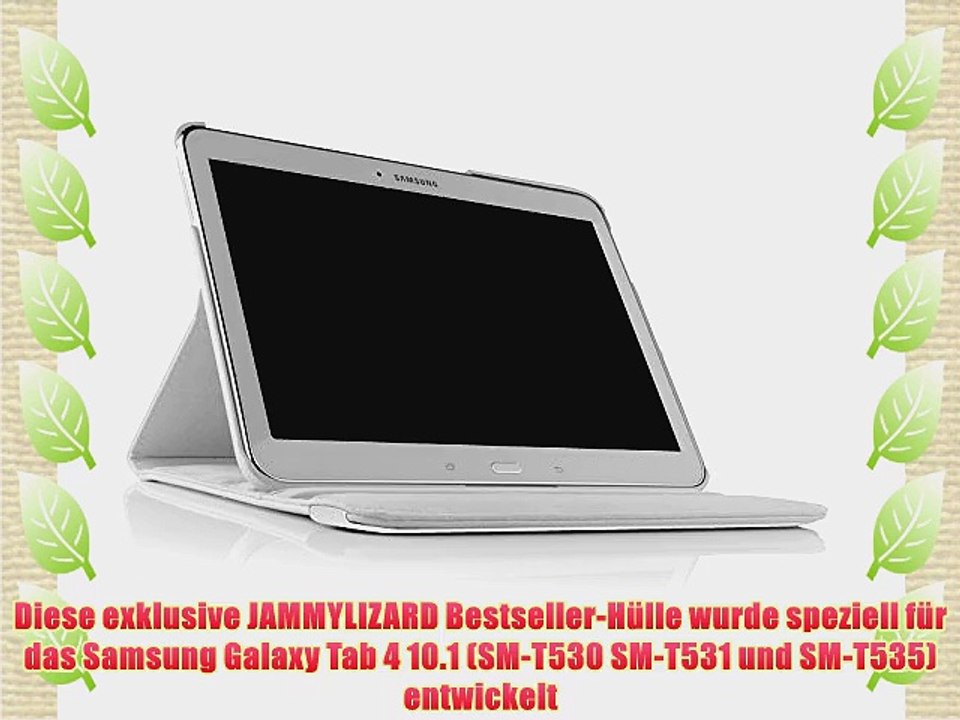 JAMMYLIZARD | 360 Grad rotierende Ledertasche H?lle f?r Samsung Galaxy Tab 4 10.1 WEI?