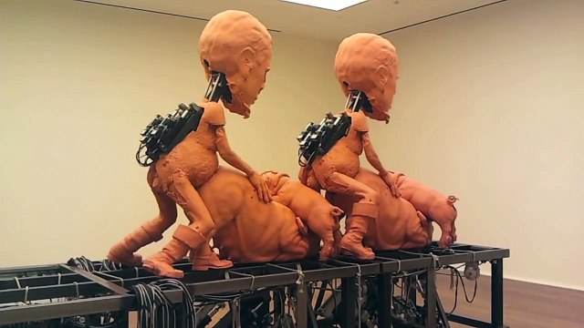 Paul McCarthy Train, Mechanical AKA George W Bush and a pig, at Hauser & Wirth London, Savile Row