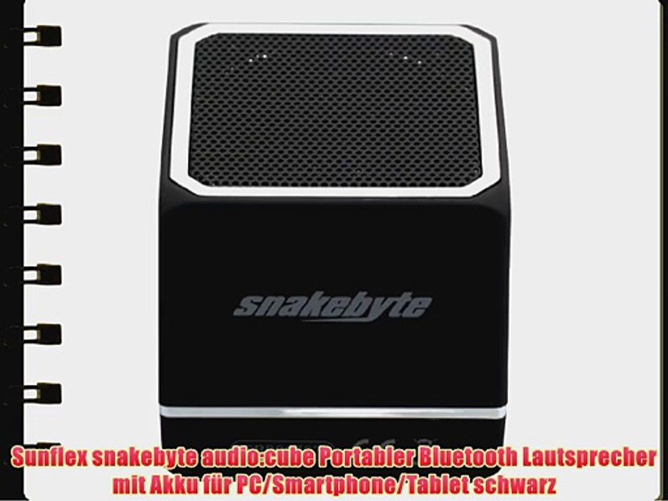 Sunflex snakebyte audio:cube Portabler Bluetooth Lautsprecher mit Akku f?r PC/Smartphone/Tablet