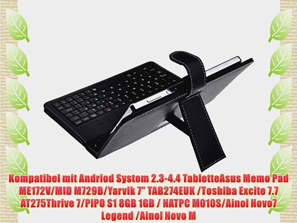 7 Zoll Ledertasche mit Tastatur Schutz H?lle Etui Cover f?r Andriod Tablet PC (7 Schwarz)