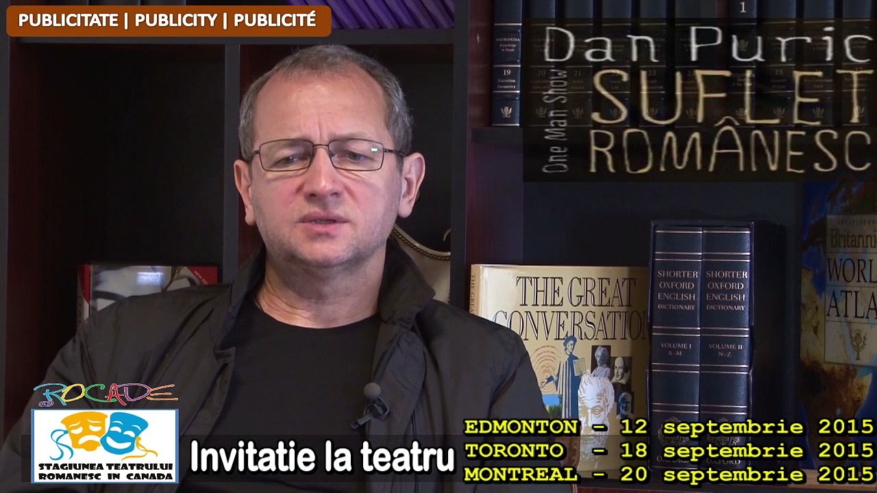 Publicity | Invitatie la teatru - DAN PURIC - Suflet Romanesc - septembrie 2015