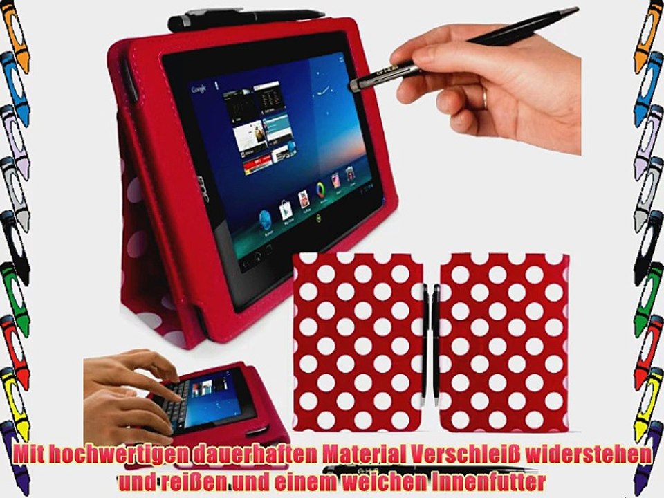 Acer Iconia B1 7 Tablet Case / Schutzh?lle mit integrierter Standfunktion in ROT mit POLKAPUNKTEN
