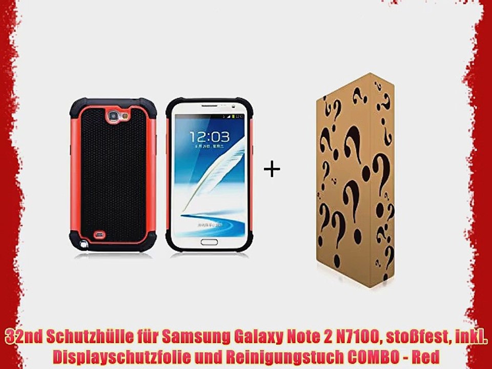 32nd Schutzh?lle f?r Samsung Galaxy Note 2 N7100 sto?fest inkl. Displayschutzfolie und Reinigungstuch