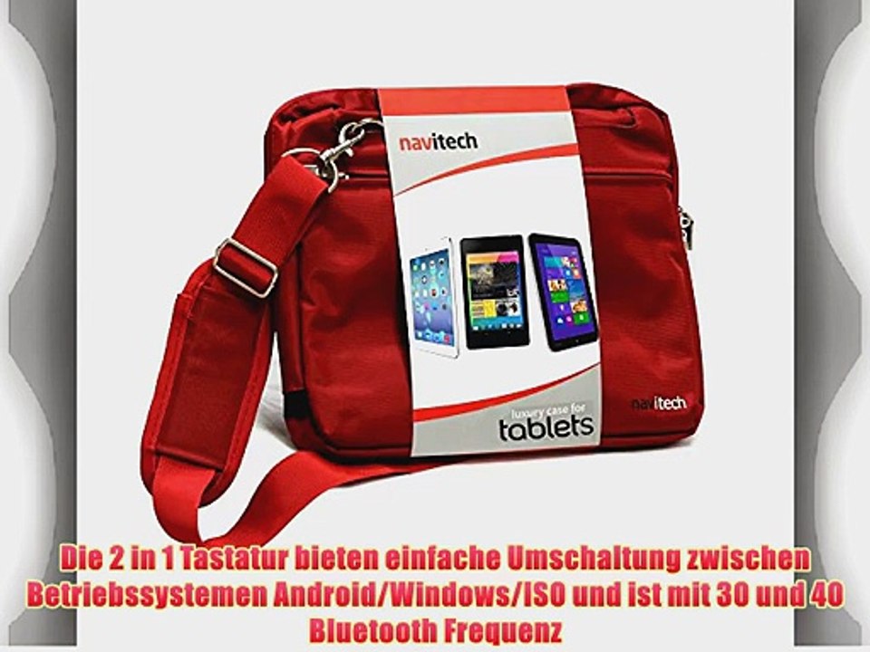 Navitech Odys RAPID 101 Tablet-PC Tasche in Rot mit Hybrid Set: QWERTZ Bluetooth Keyboard mit