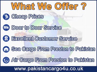 Preston to Pakistan air & sea cargo, gifts, parcels, courier, low prices
