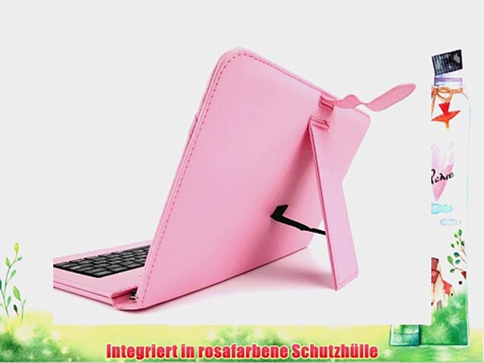 Premium-H?lle in rosa mit deutscher Micro-USB-Tastatur (QWERTZ) f?r MEDIONLifetab P8912 (MD