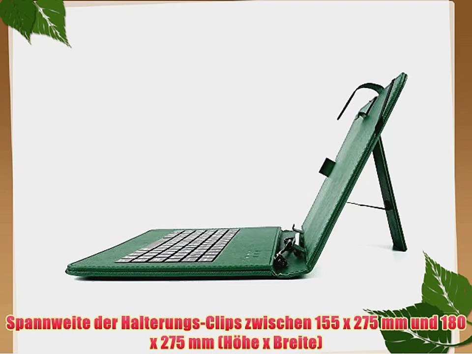 Duragadget Premium-H?lle in Gr?n mit deutscher Micro-USB-Tastatur (QWERTZ) f?r MEDION Lifetab