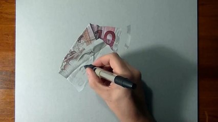 How I draw a folded ten euro note