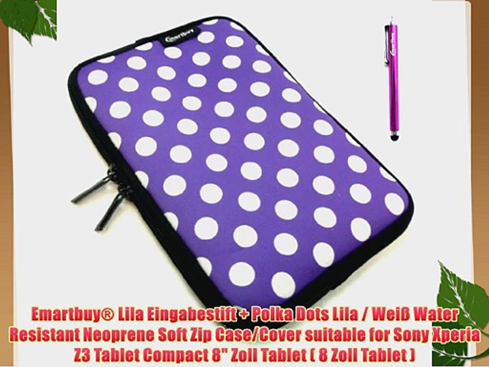 Emartbuy? Lila Eingabestift   Polka Dots Lila / Wei? Water Resistant Neoprene Soft Zip Case/Cover