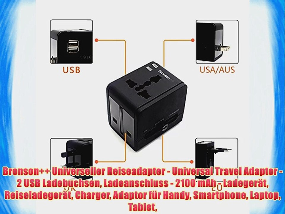 Bronson   Universeller Reiseadapter - Universal Travel Adapter - 2 USB Ladebuchsen Ladeanschluss