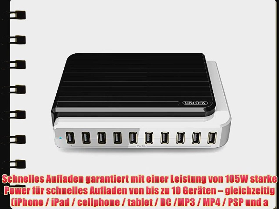 [Leistungsstarke 105W]Unitek 10-Ports 5V 21A USB Wand/Desktop Ladeger?t schnellen Aufladen
