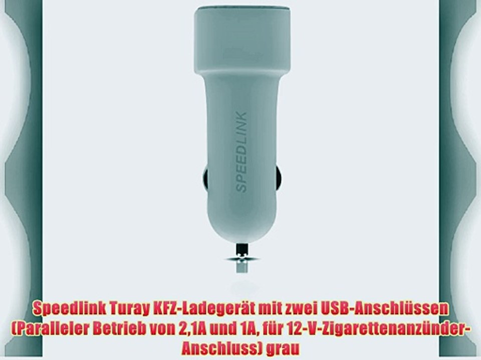 Speedlink Turay KFZ-Ladeger?t mit zwei USB-Anschl?ssen (Paralleler Betrieb von 21A und 1A f?r