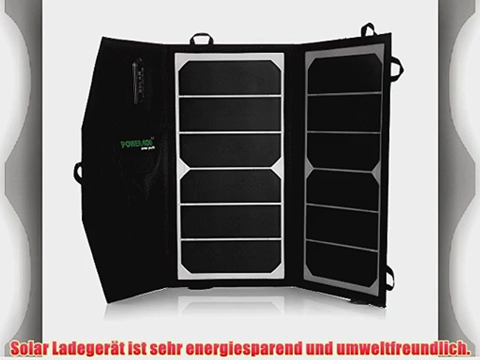 Poweradd 14 W Faltbar Solar Ladeger?t mit USB Anschluss f?r Handys Smartphones Bluetooth Lautsprecher