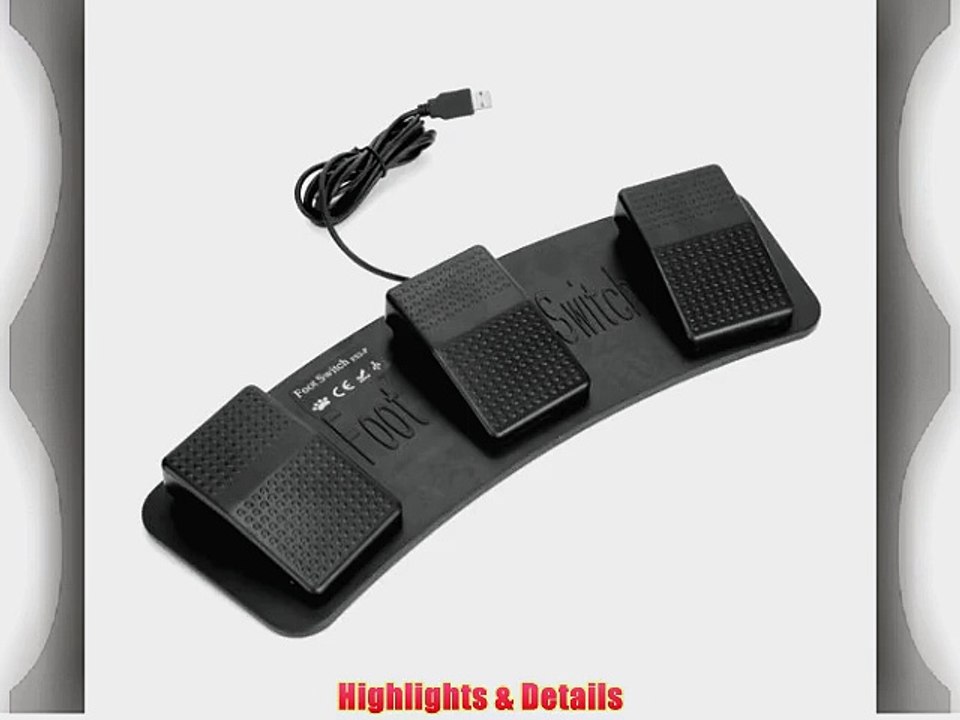 USB PC HID Fu?schalter Fu?pedal Fu?taster Pedal Foot Switch 3 Tasten Schwarz NEU