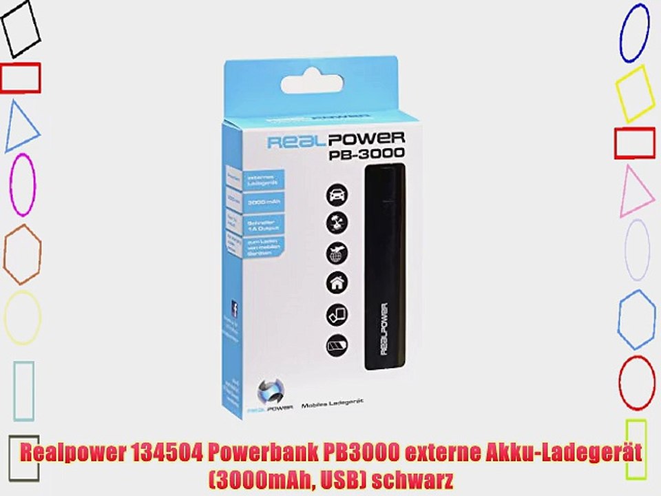 Realpower 134504 Powerbank PB3000 externe Akku-Ladeger?t (3000mAh USB) schwarz