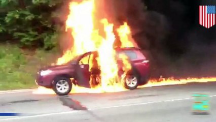 Man burns to death in horrific car fire on Grand Central Parkway, Queens