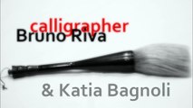 Japanese calligraphy by Bruno Riva with Katia Bagnoli, by Flavio Gallozzi photographer
