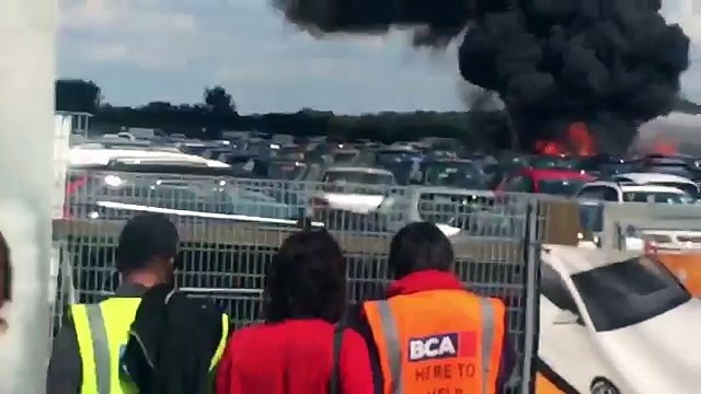 Light Plane Crashes Into Car Auction in Hampshire