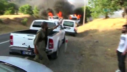 PKK’lı teröristler 3 aracı işte böyle yaktı ! O anlar kamerada