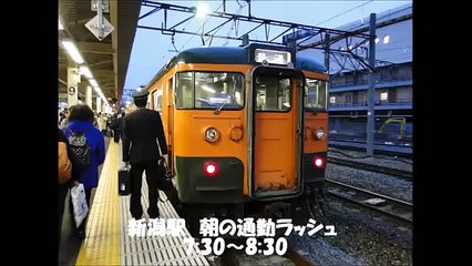 JR新潟駅 朝の通勤ラッシュ 色んな列車が発着