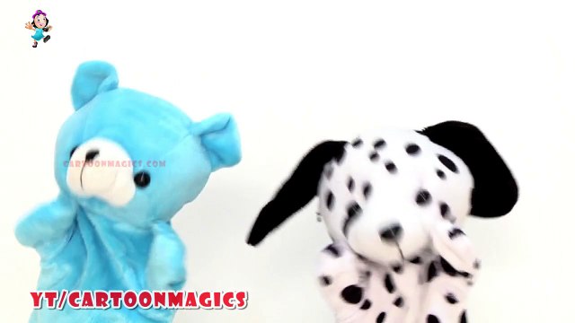 Happy Birthday To Funny Giant Panda and Puppy Dog puppets rhymes