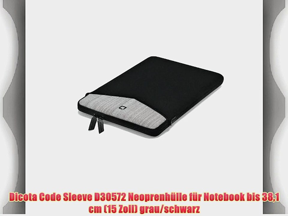 Dicota Code Sleeve D30572 Neoprenh?lle f?r Notebook bis 381 cm (15 Zoll) grau/schwarz