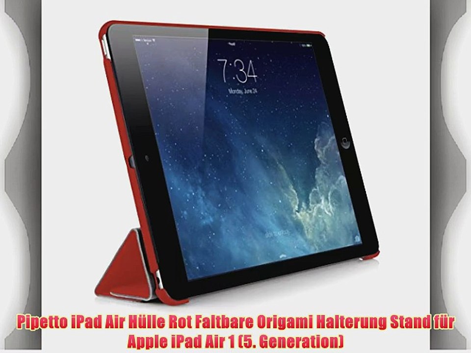 Pipetto iPad Air H?lle Rot Faltbare Origami Halterung Stand f?r Apple iPad Air 1 (5. Generation)