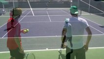 Rafael Nadal Crushing his Forehand from Back Perspective - BNP Paribas Open 2013