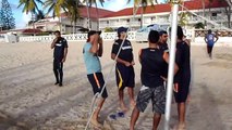 Indian Cricketers Players Playing Beach Voly Ball