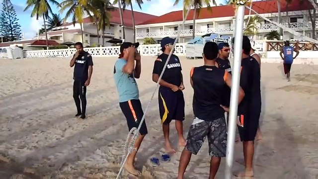 Indian Cricketers Players Playing Beach Voly Ball