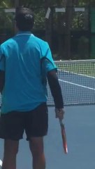 Gabby is practicing on clay courts