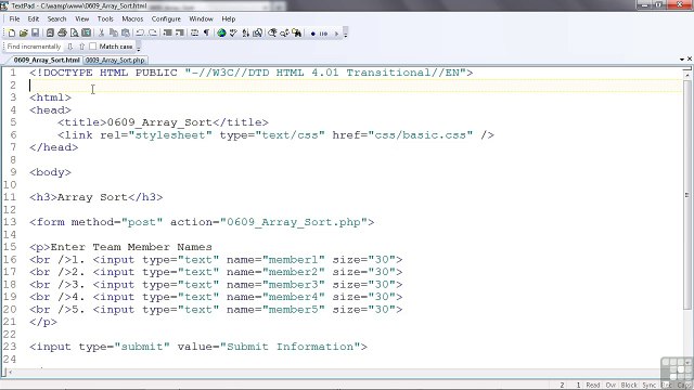 Web Design Sorting Arrays