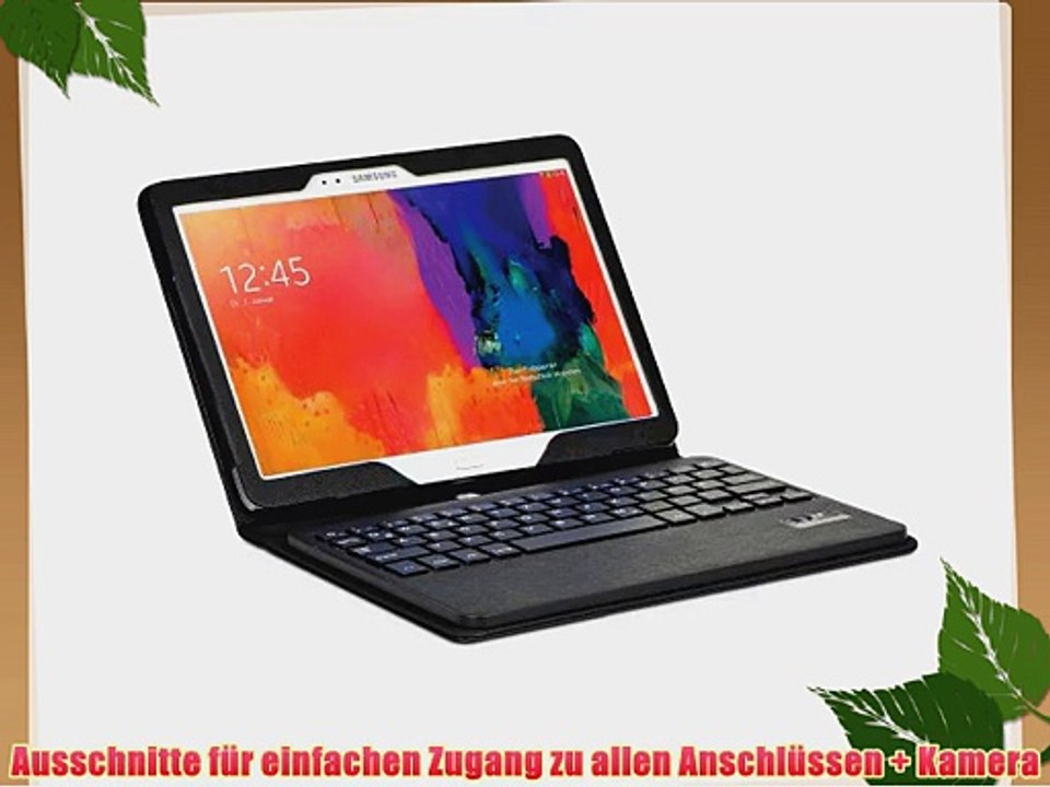 DONZO Echt Ledertasche inkl. Bluetooth Tastatur (deutsches Tastaturlayout QWERTZ) f?r Samsung