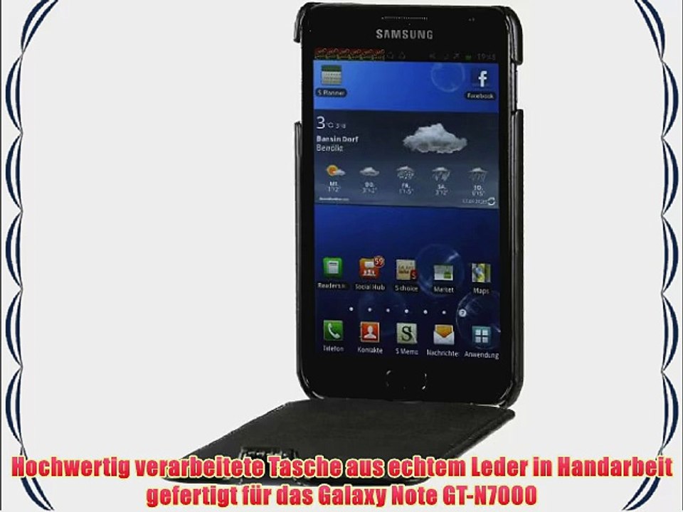 Stilgut exklusive Ledertasche Ultraslim f?r Samsung Galaxy Note N7000 in Schwarz aus Nappaleder