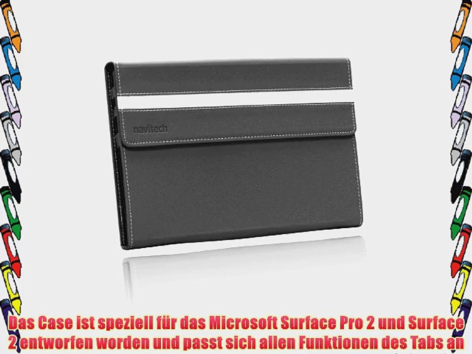 Navitech bycast Leder Case Cover f?r das Microsoft Surface 2 (Surface Pro 2 schwarz)