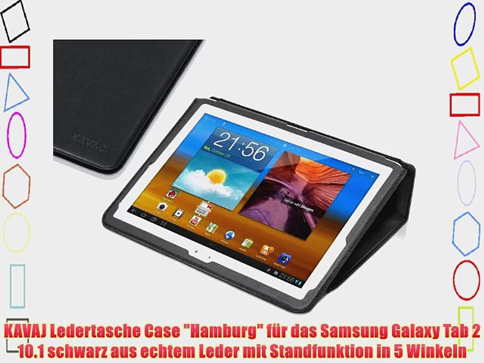 KAVAJ Ledertasche Case Hamburg f?r das Samsung Galaxy Tab 2 10.1 schwarz aus echtem Leder mit