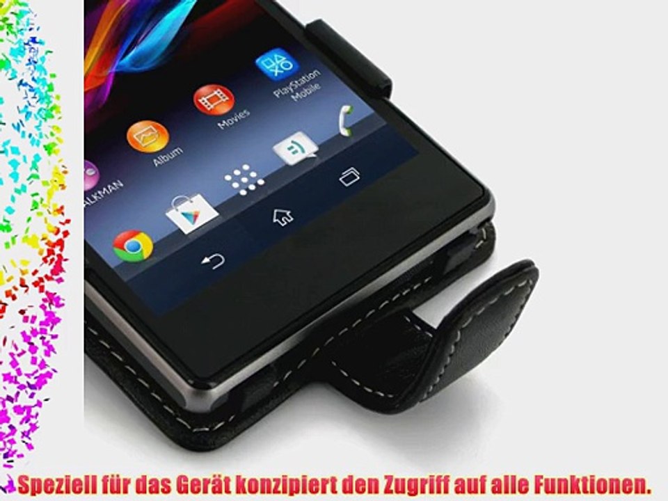 PDair Etui f?r Sony Xperia Z1 Leder Klapp Schutz- Tasche H?lle - Schwarz