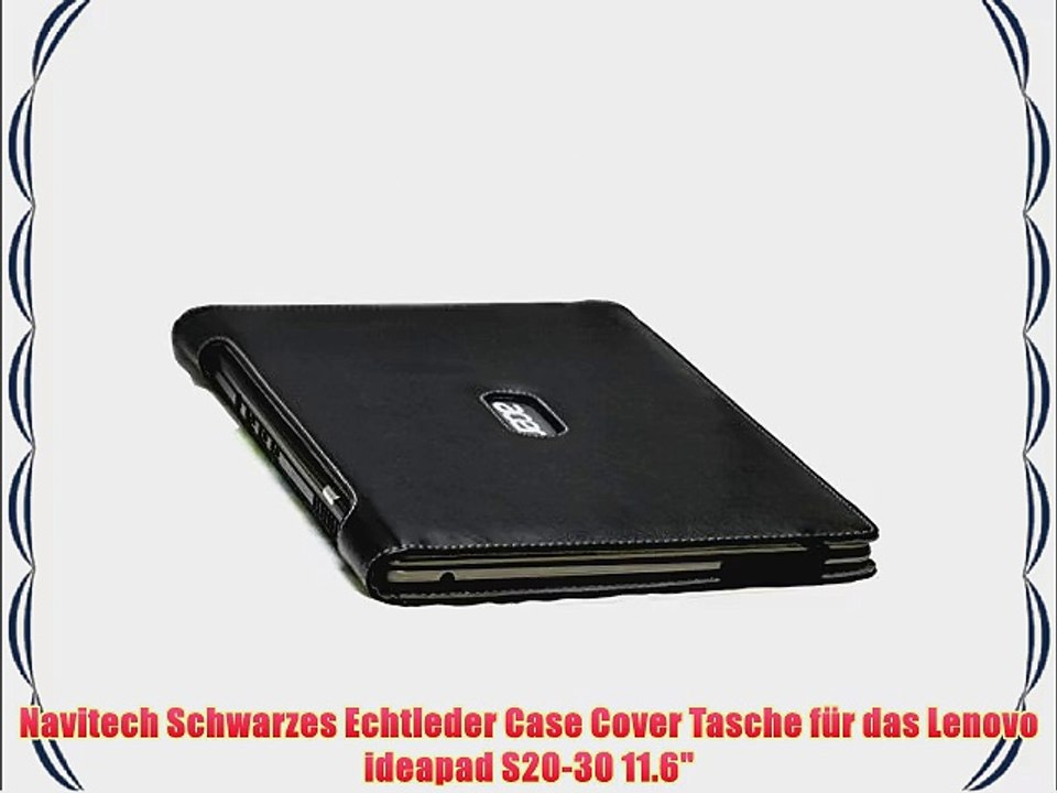 Navitech Schwarzes Echtleder Case Cover Tasche f?r das Lenovo ideapad S20-30 11.6
