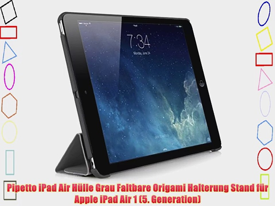 Pipetto iPad Air H?lle Grau Faltbare Origami Halterung Stand f?r Apple iPad Air 1 (5. Generation)