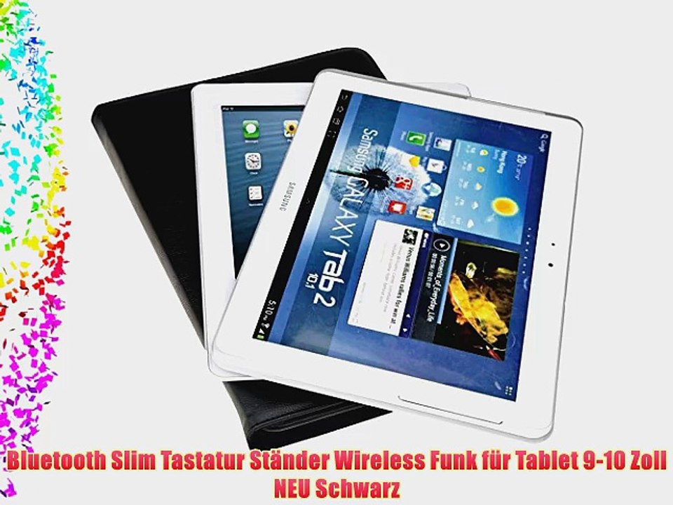 Bluetooth Slim Tastatur St?nder Wireless Funk f?r Tablet 9-10 Zoll NEU Schwarz