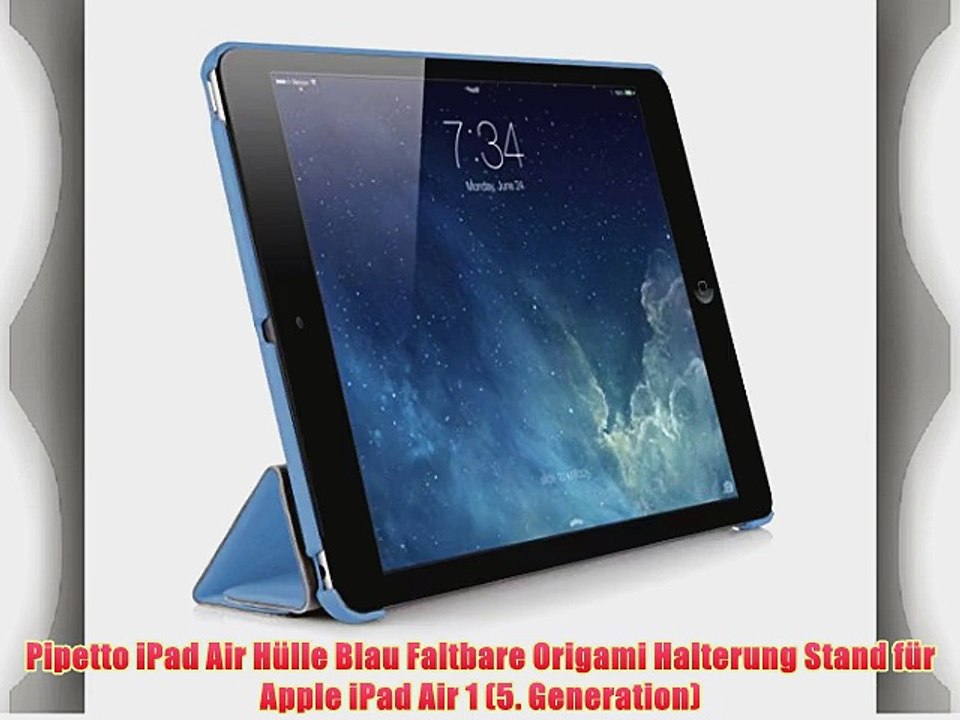 Pipetto iPad Air H?lle Blau Faltbare Origami Halterung Stand f?r Apple iPad Air 1 (5. Generation)