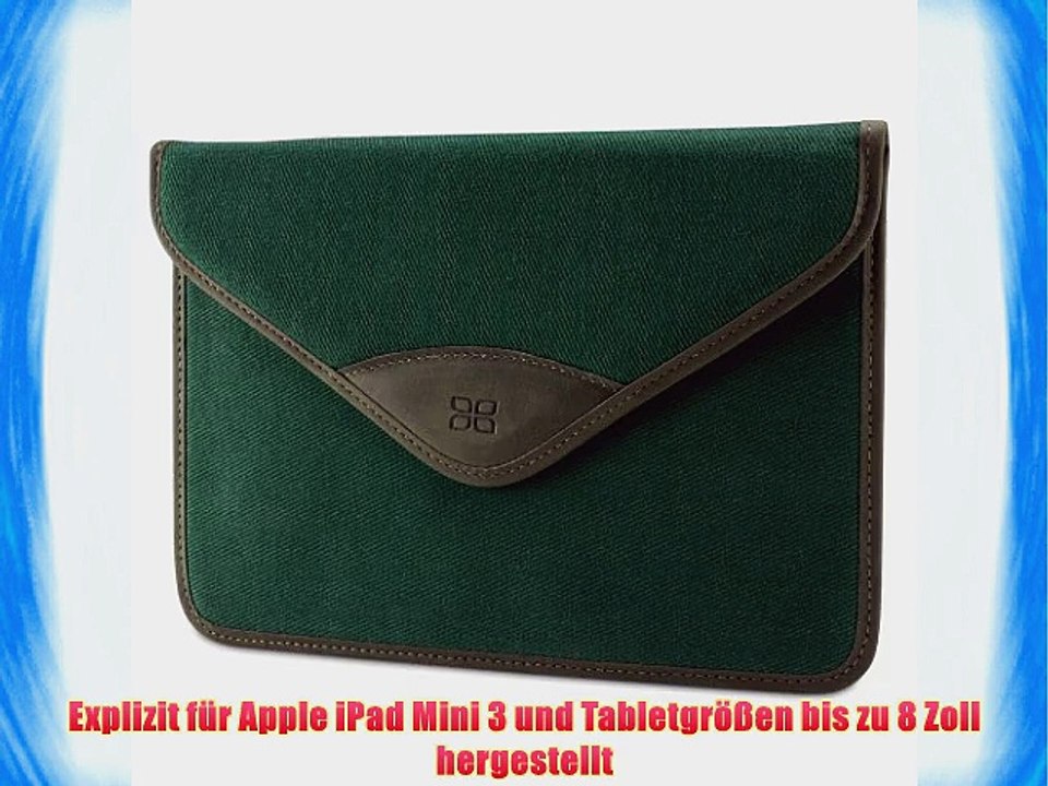 Bouletta Envelope Gr?n Apple iPad Mini 3 H?lle Leder Canvas Tasche Book Case Cover Sleeve -
