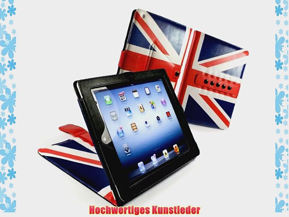 Tuff-Luv Multi-View: UK Flagge 'Union Jack' Stasis Serie Ledertasche f?r Neu Apple iPad 3 (HD