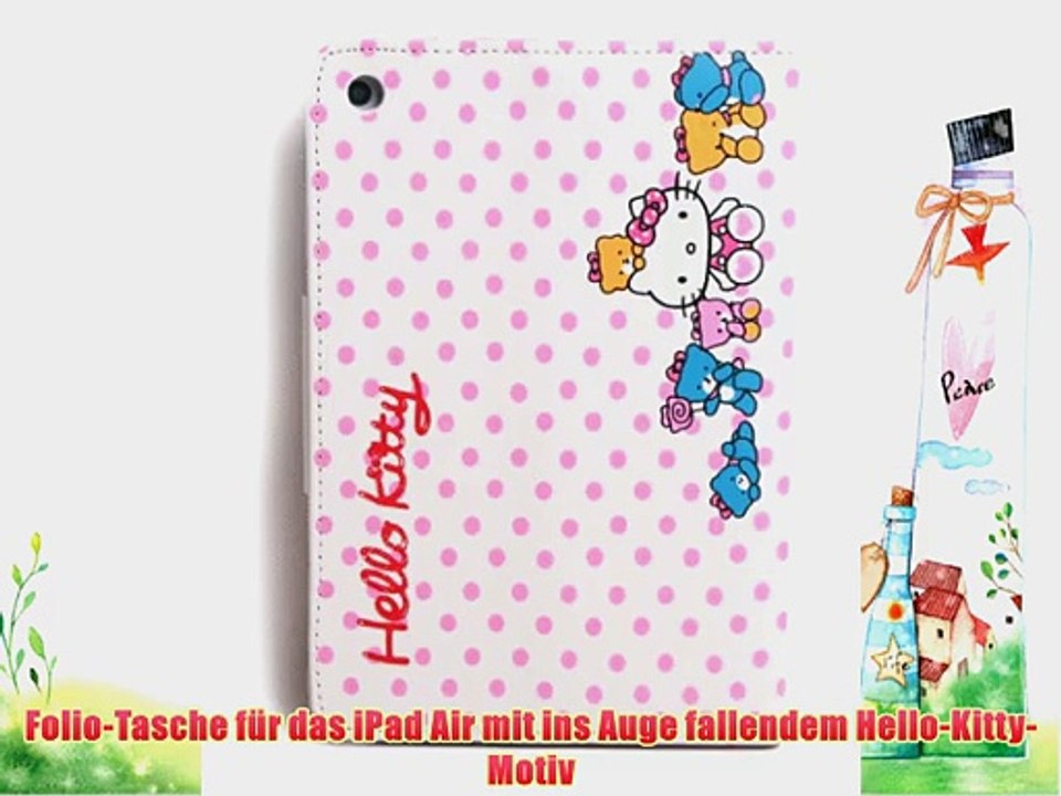 Folio-Tasche f?r iPad Air mit Hello-Kitty-Motiv und Teddyb?r (Magnetverschluss automatische