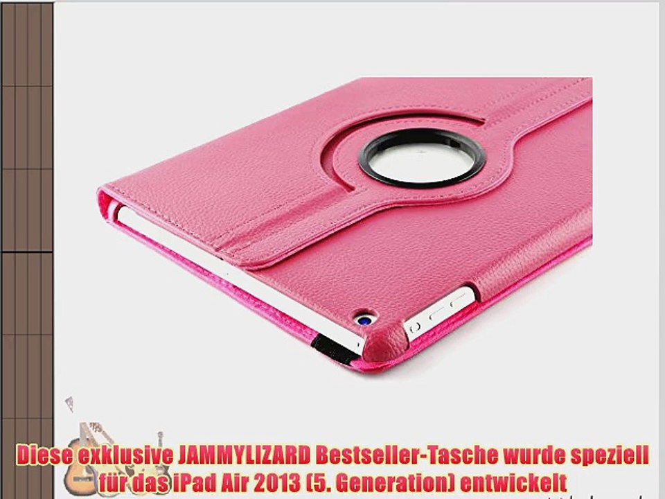 JAMMYLIZARD | 360 Grad rotierende Ledertasche H?lle f?r iPad Air 2013 (5. Generation) KNALLROSA
